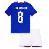 Fotbalové Dres Francie Aurelien Tchouameni #8 Dětské Domácí ME 2024 Krátký Rukáv (+ trenýrky)